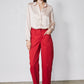Peach blush silk button-down top, long sleeves with relaxed fit