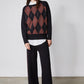 Black lounge pants with wide leg and chestnut side stripe