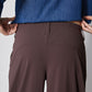 Coffee brown pants with soft gathered elastic waistband and side pockets