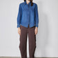 Coffee brown wide-leg pants, ankle length hem and elastic waist, front view
