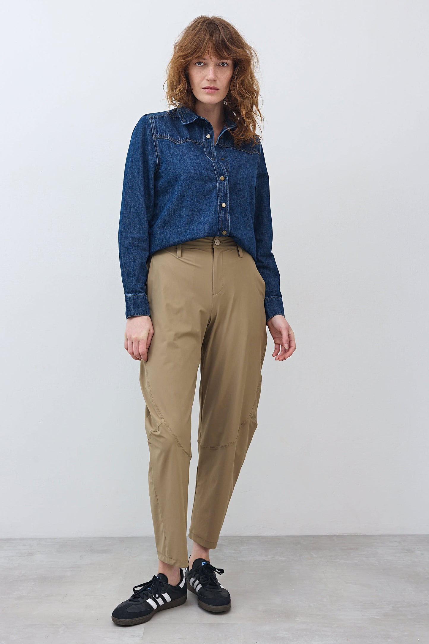 Dune wide-ish pants full length with relaxed fit and ankle-length taper