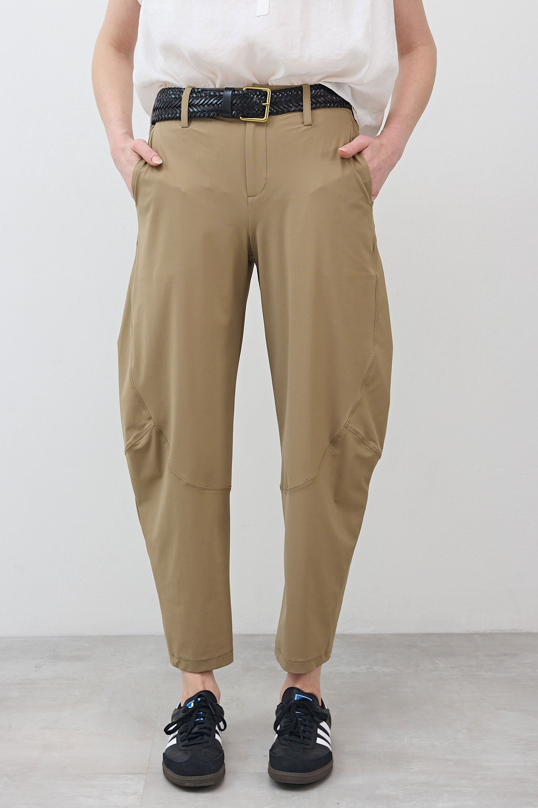 Dune wide-ish pants with belt loops and relaxed, tapered ankle-length legs