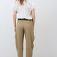 Dune wide-ish pants back view with elastic waistband and relaxed leg shape