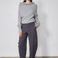 Graphite relaxed wide-leg pants, ankle length, smooth drape