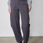 Graphite wide-leg pants with front pockets and ankle-length hems