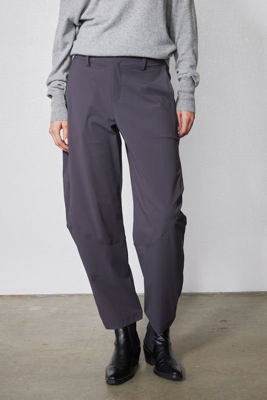 Graphite wide-leg pants with front pockets and ankle-length hems