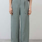 The Belted Wide Leg Silk Linen Trousers