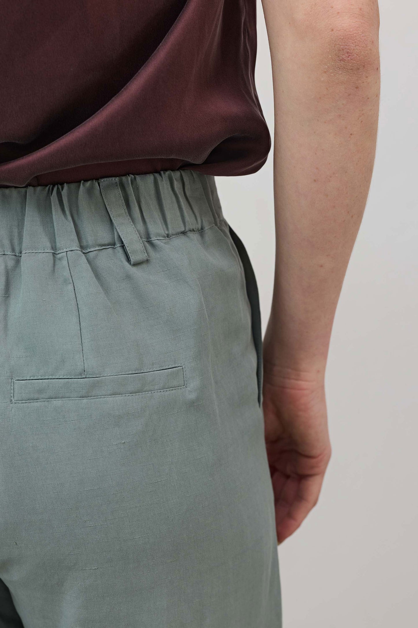The Belted Wide Leg Silk Linen Trousers