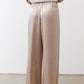 Champagne wide-leg trousers with elastic waistband and relaxed wide legs