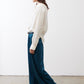 Deep teal wide-leg trousers with belt loops and full-length relaxed fit