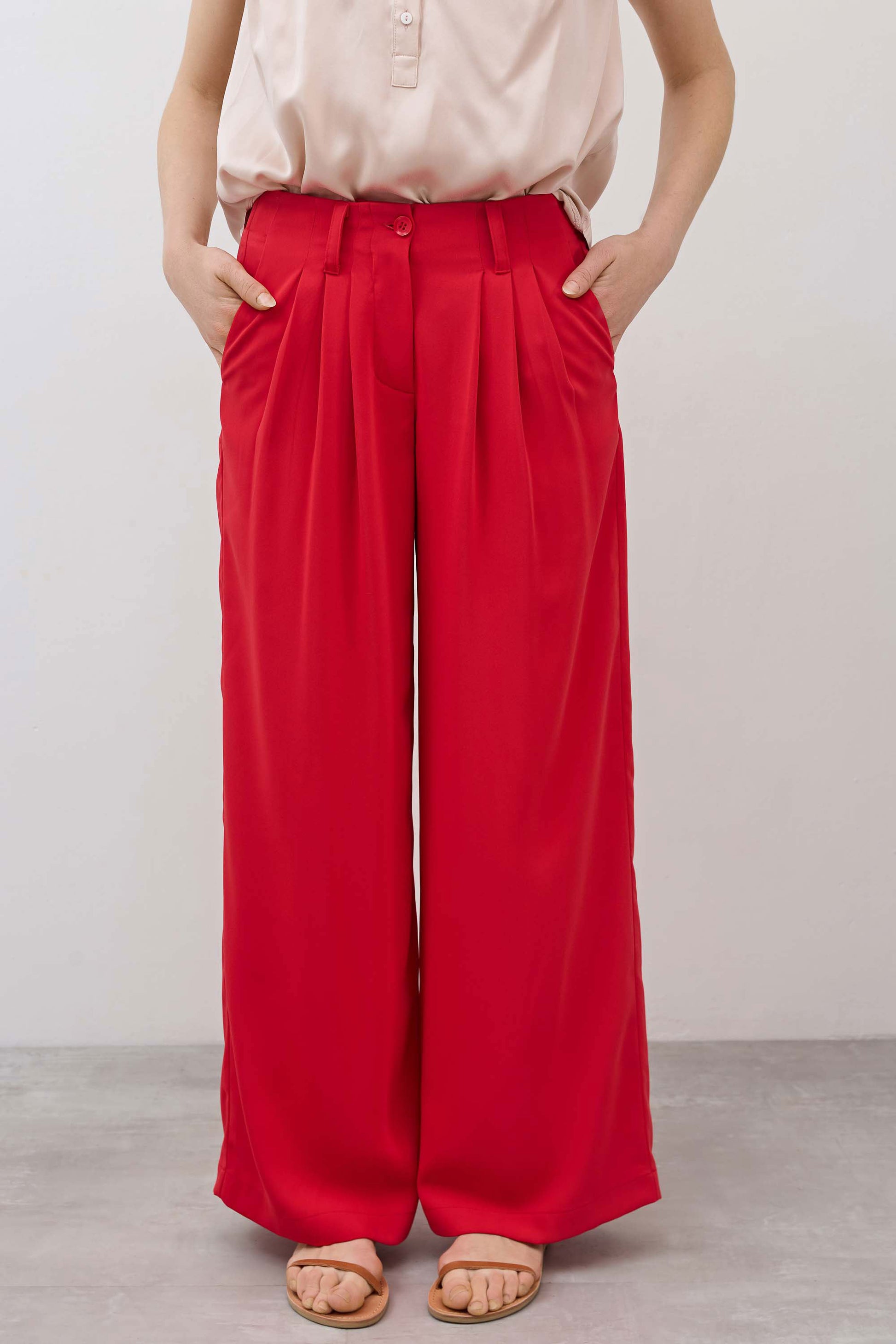 Tomato wide-leg trousers with pleated front and button waistband