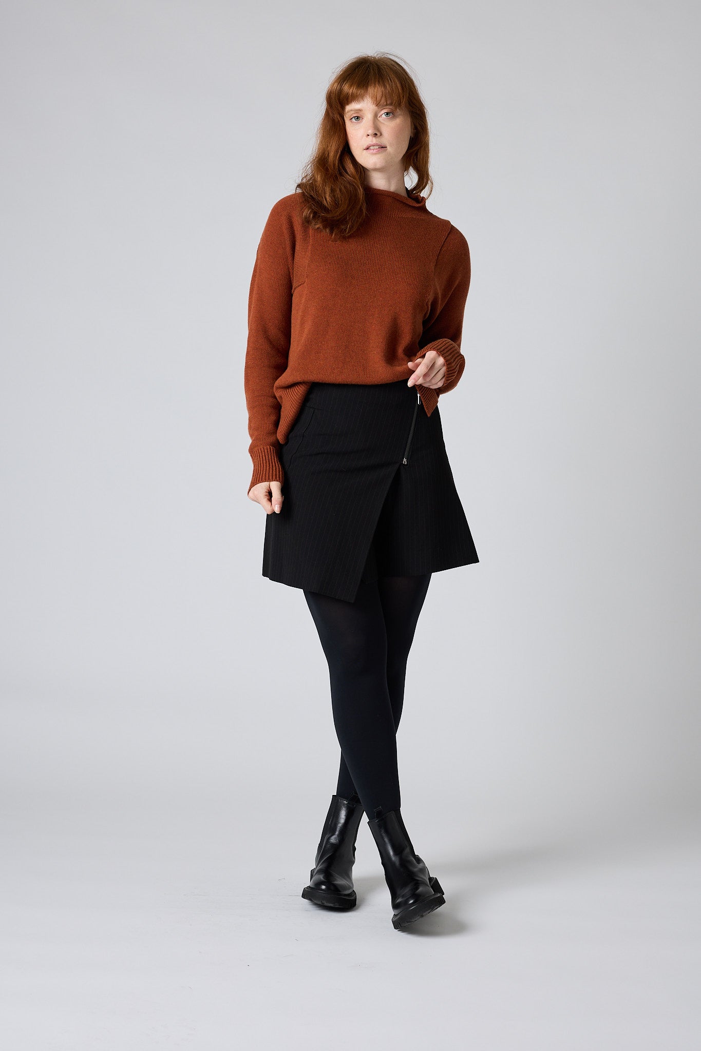 Asymmetrical skirt fall outfits best sale