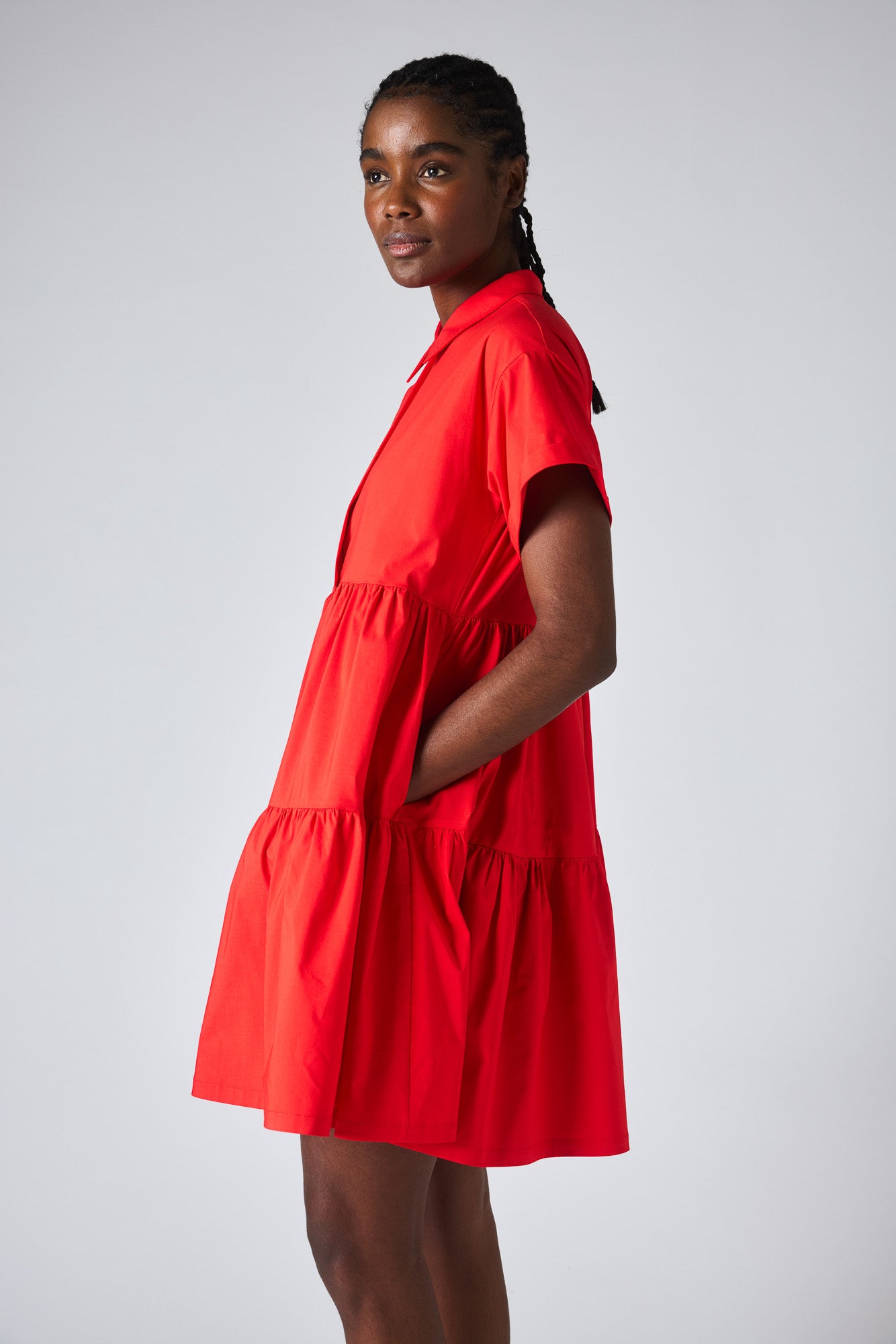 Zara red 2024 poplin dress