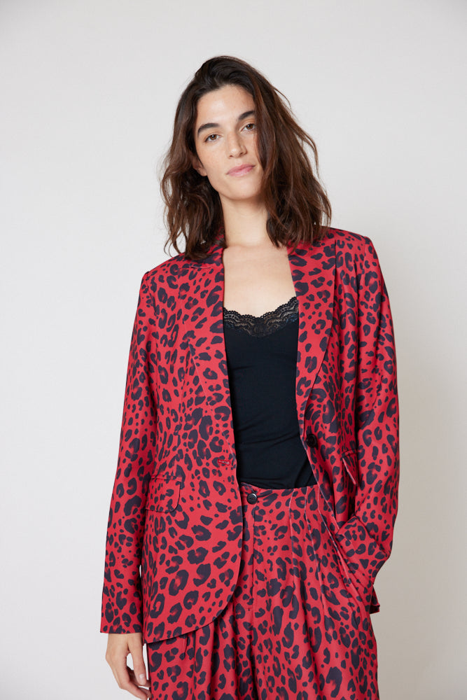 Red leopard print on sale blazer